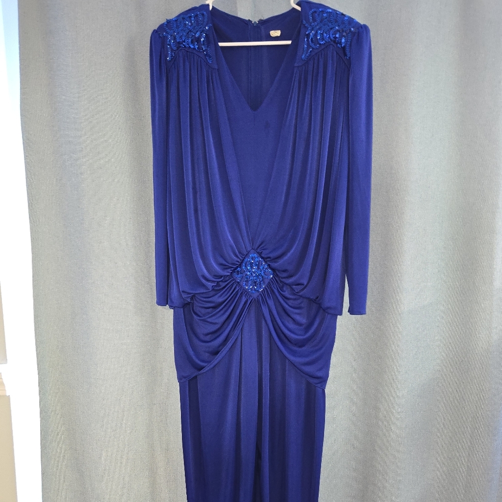 RARE VINTAGE 1980 Blue Evening Jumpsuit